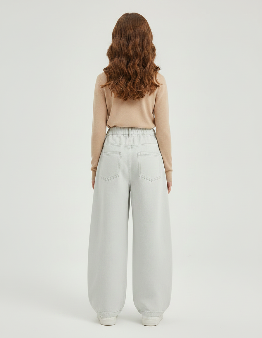 Pantalon Fluide Gris Clair Ample Décontracté Enfant - Jean - vue 2