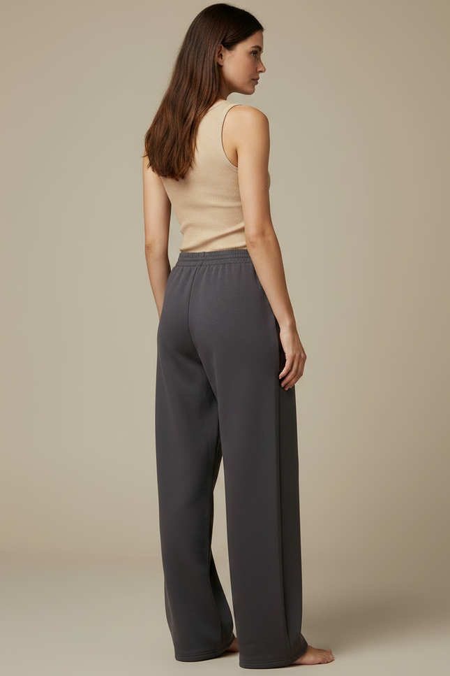 Pantalon Fluide Gris Ample Confortable Élastique Femme - Molleton - vue 2
