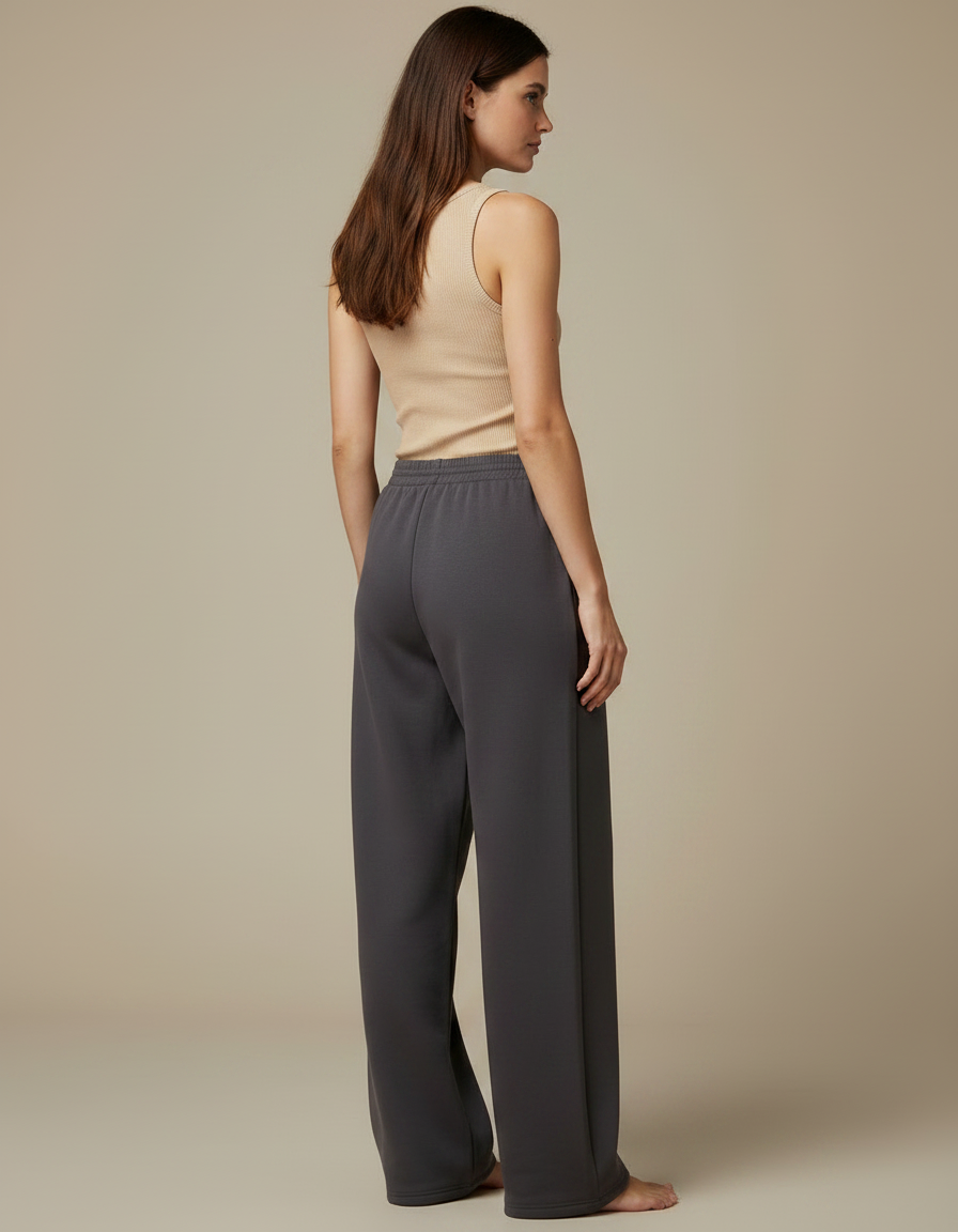 Pantalon Fluide Gris Ample Confortable Élastique Femme - Molleton - vue 2