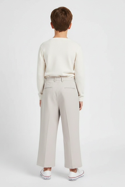 Pantalon Fluide Gris Clair Ample Plissé Décontracté Enfant - Polyester - vue 2