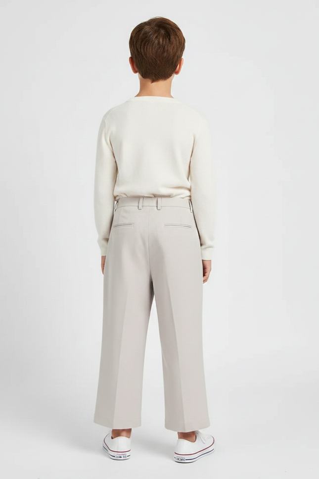 Pantalon Fluide Gris Clair Ample Plissé Décontracté Enfant - Polyester - vue 2
