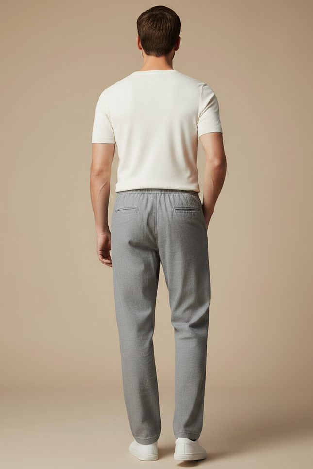 Pantalon Fluide Gris Décontracté Coupe Droite Coton - vue 2