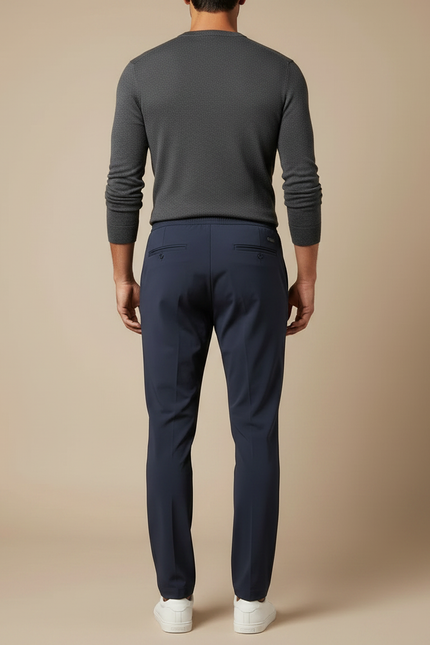 Pantalon Fluide Bleu Marine Droit Cordon Décontracté Homme - Polyester - vue 2