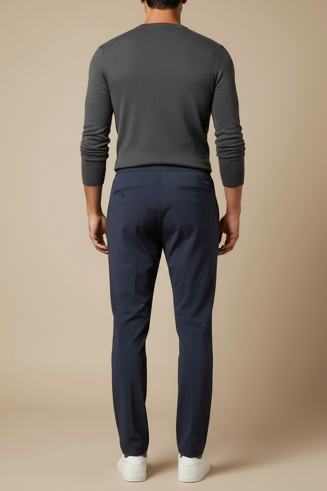 Pantalon Fluide Bleu Marine Droit Cordon Décontracté Homme - Polyester - vue 2