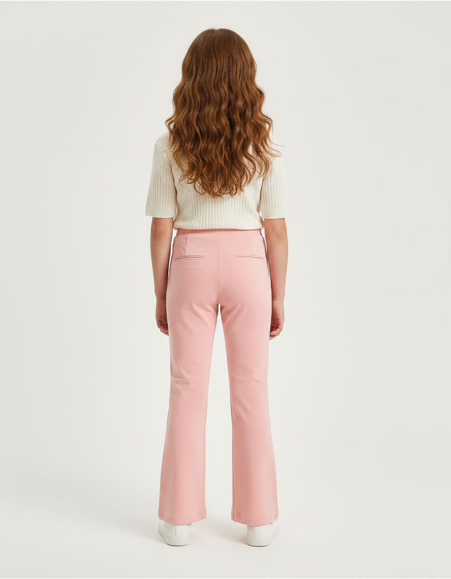 Pantalon Fluide Rose Évasé Confortable Stretch Fille - Polyester - vue 2