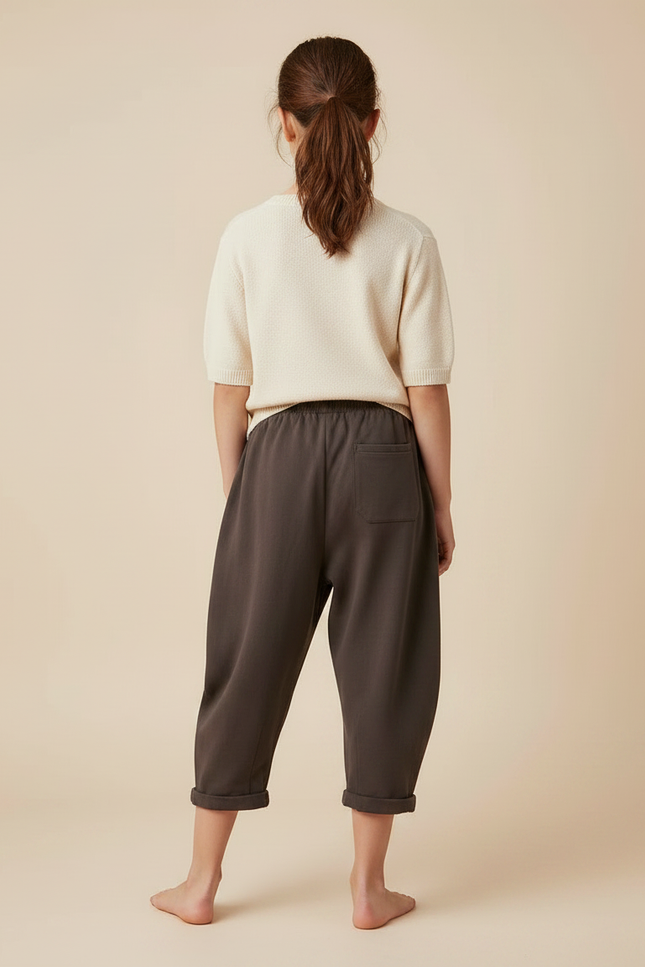 Pantalon Fluide Coton Ample Marron Décontracté Enfant - Molleton - vue 2