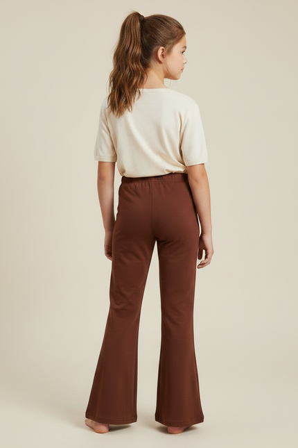 Pantalon Fluide Marron Ample Évasé Confortable Enfant - Molleton - vue 2