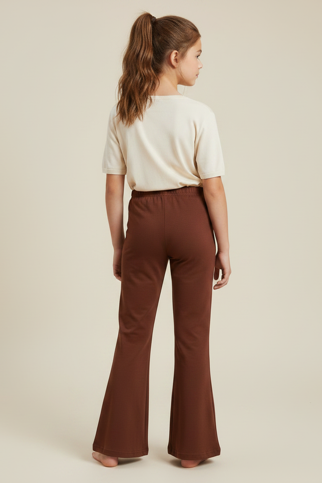 Pantalon Fluide Marron Ample Évasé Confortable Enfant - Molleton - vue 2