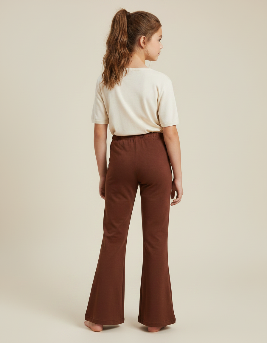 Pantalon Fluide Marron Ample Évasé Confortable Enfant - Molleton - vue 2