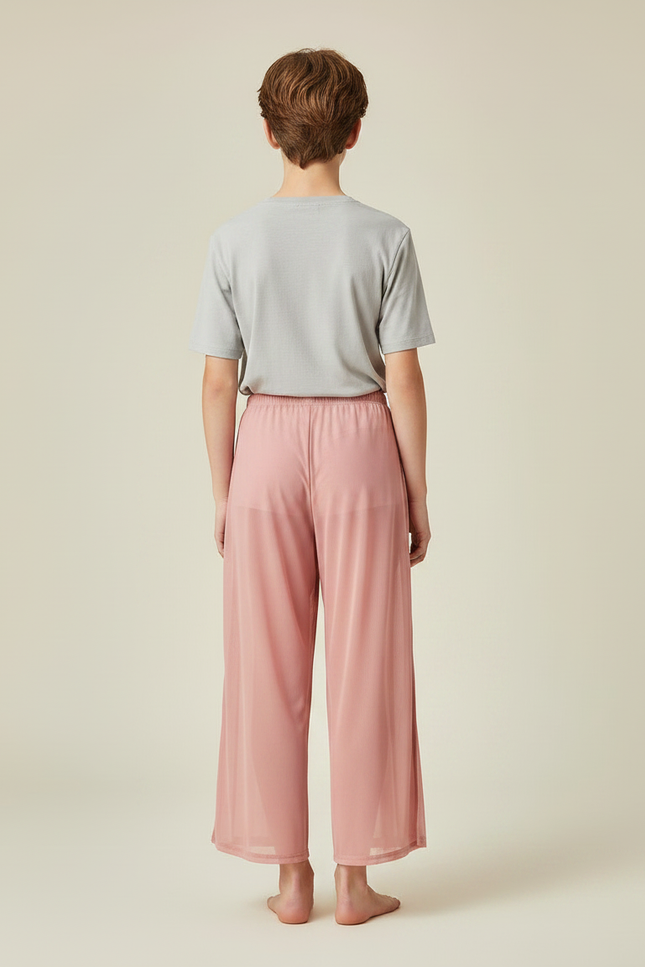 Pantalon Fluide Rose Maille Ample Évasé Léger - vue 2