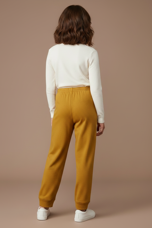 Pantalon Fluide Ocre Ample Molletonné Confortable Enfant - Jaune - vue 2