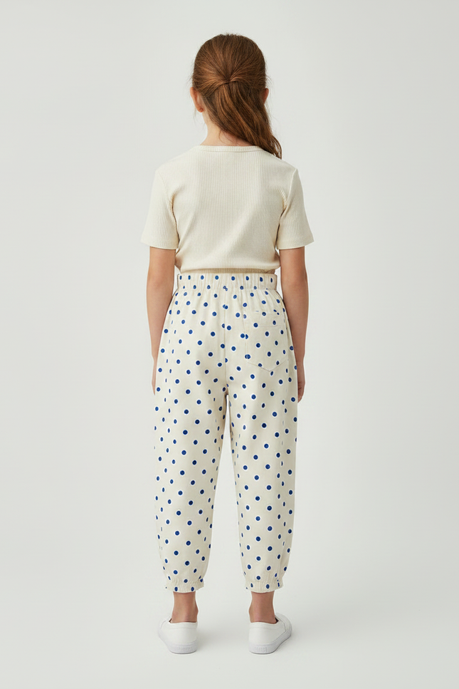 Pantalon Fluide Beige Pois Ample Coton Enfant - vue 2