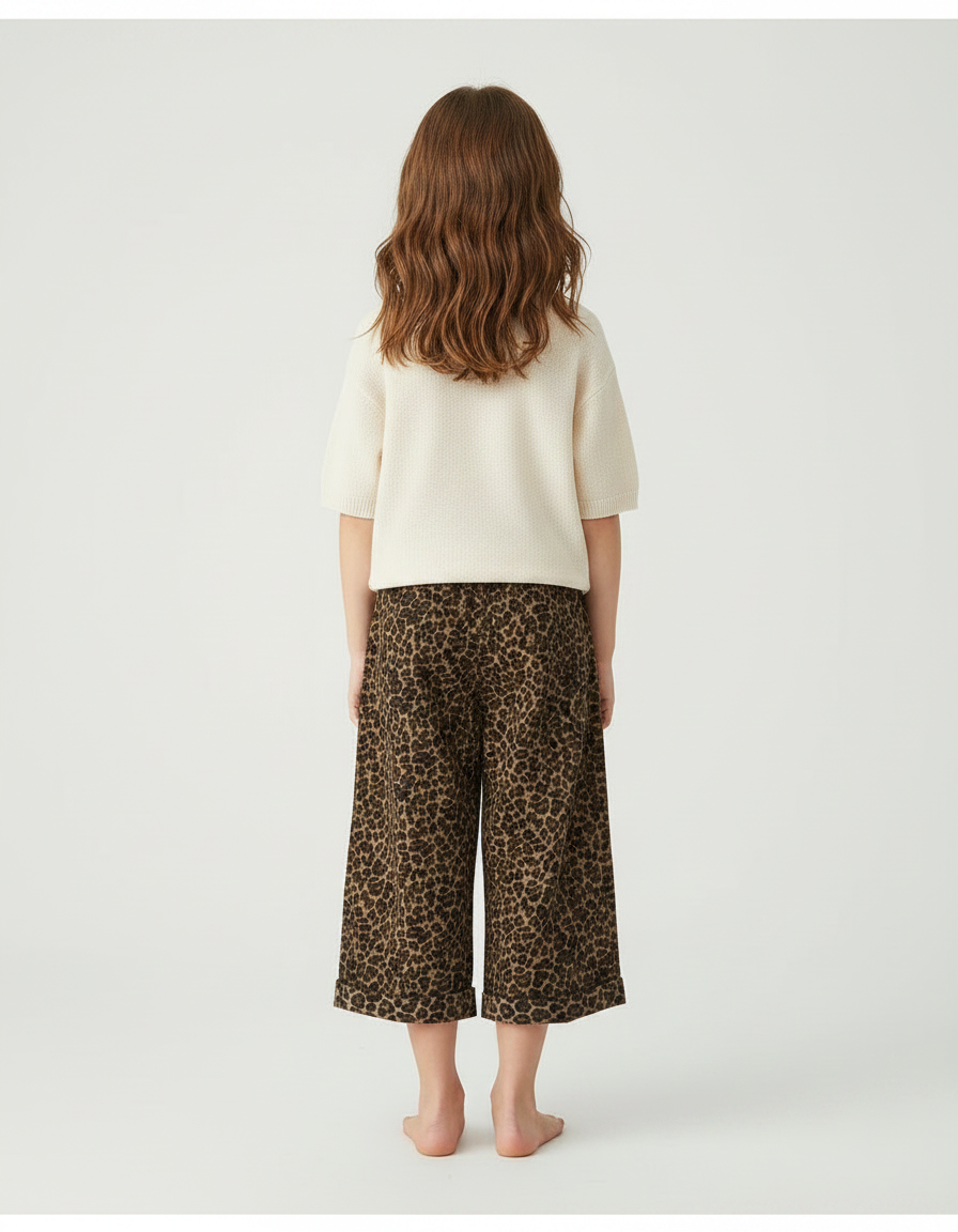 Pantalon Fluide Léopard Marron Ample Enfant Doux - Viscose - vue 2