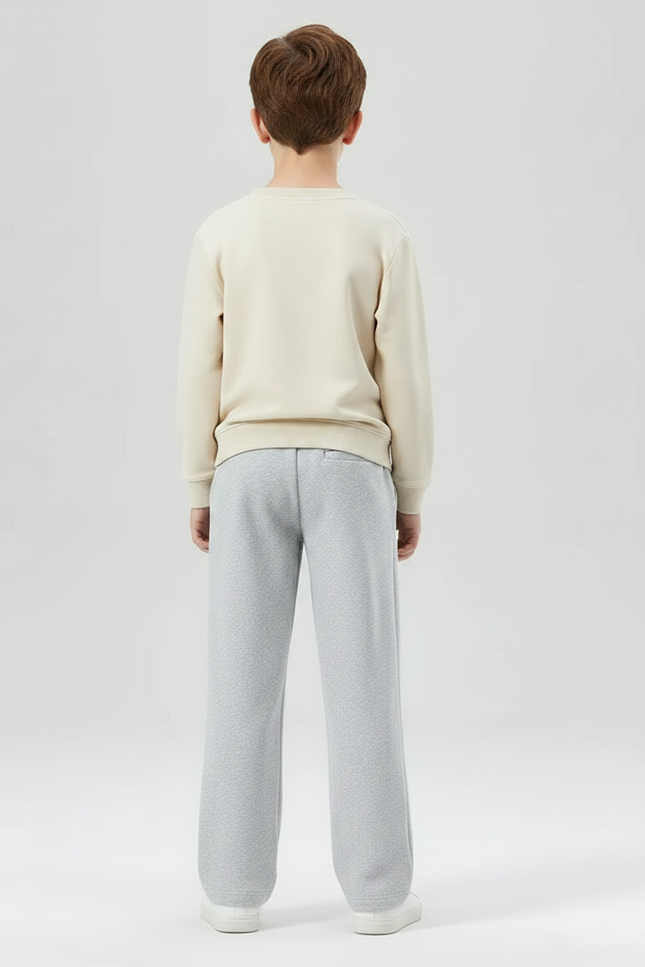 Pantalon Fluide Garçon Gris Coupe Ample Coton Mi-saison 3 - Molleton - vue 2