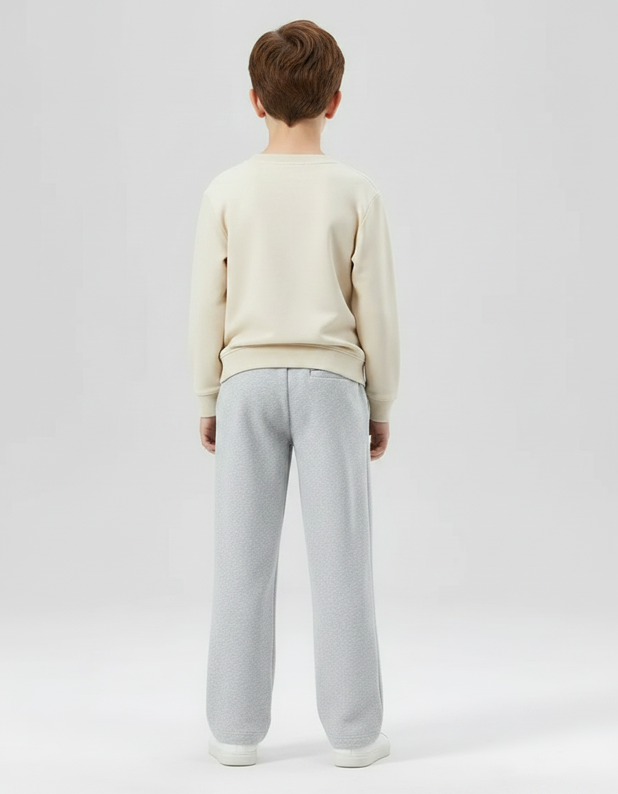 Pantalon Fluide Garçon Gris Coupe Ample Coton Mi-saison 3 - Molleton - vue 2