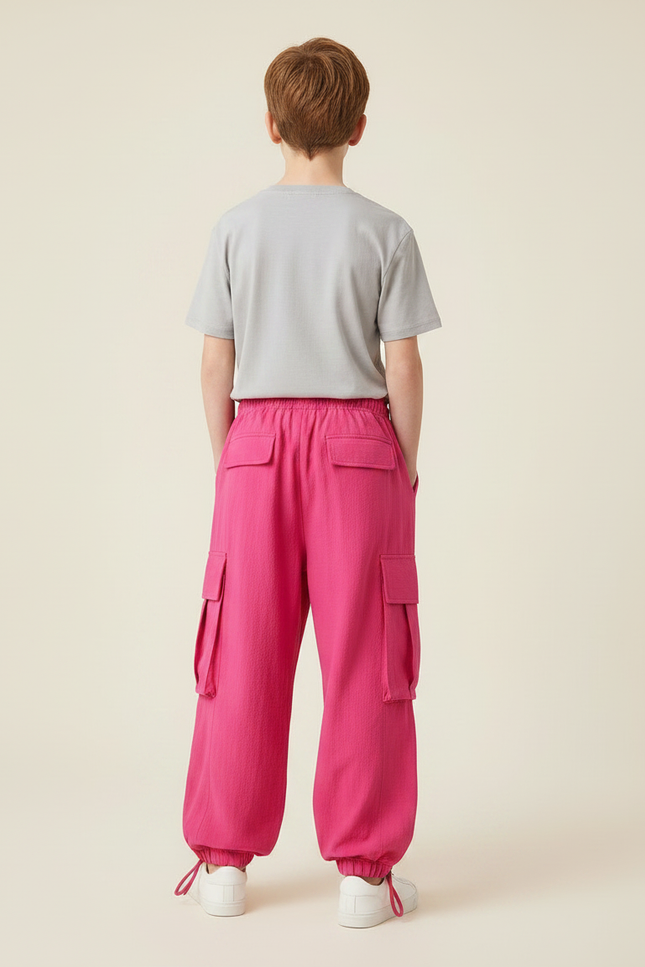 Pantalon Fluide Rose Cargo Ample Enfant Décontracté - Viscose - vue 2