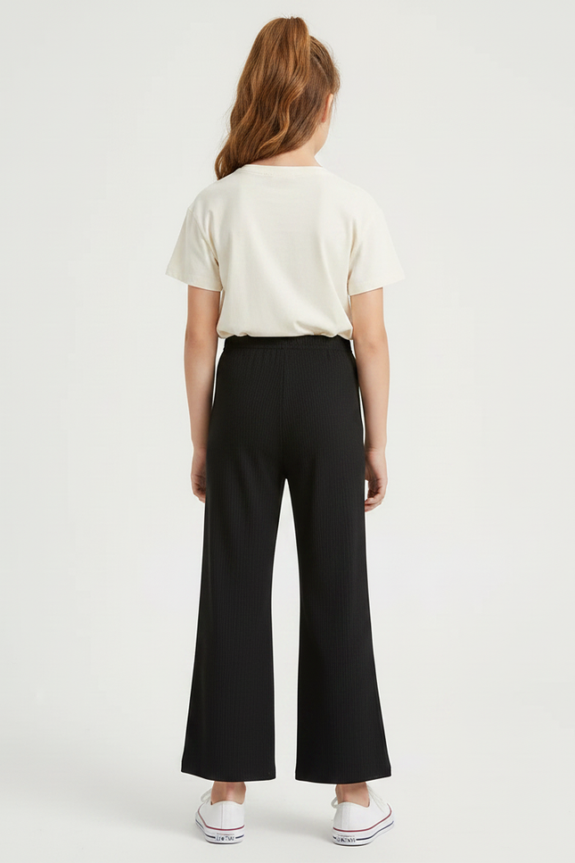 Pantalon Jupe Culotte Fluide - Noir Maille - vue 2