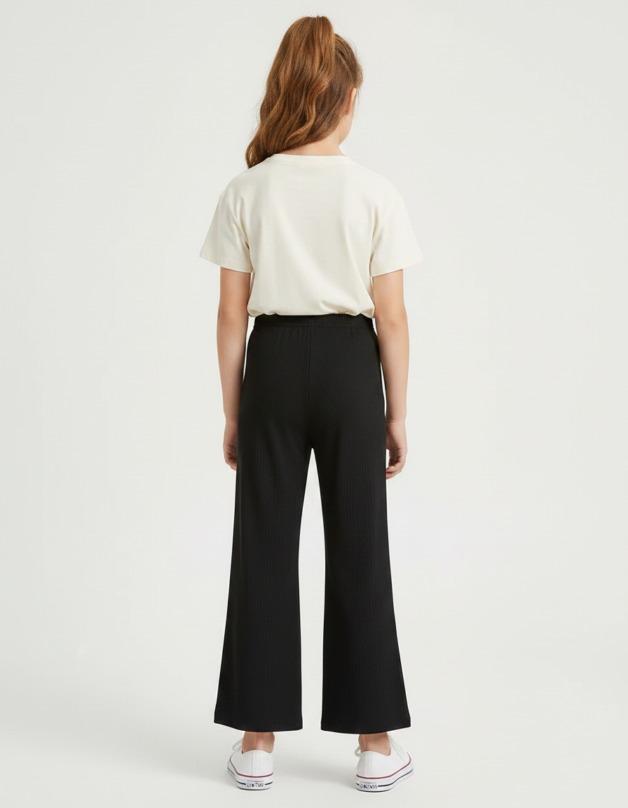 Pantalon Jupe Culotte Fluide - Noir Maille - vue 2