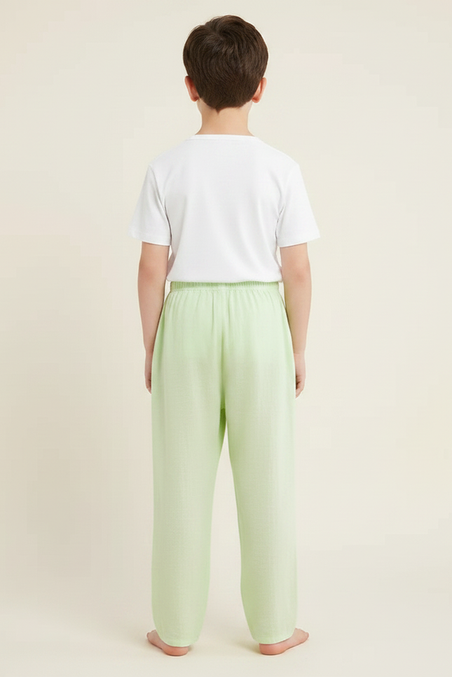 Pantalon Fluide Vert Clair Ample Coton Enfant - vue 2