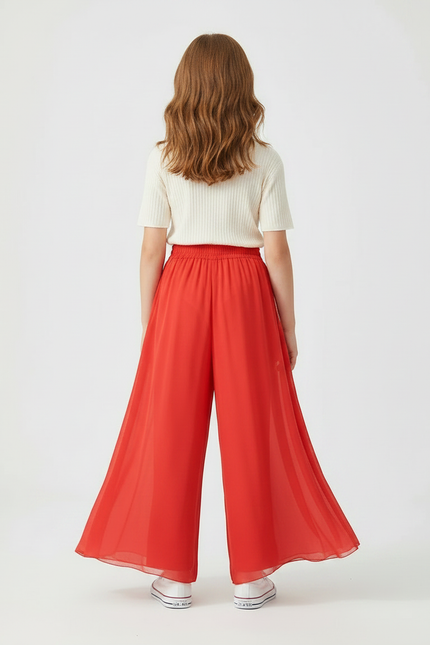 Pantalon Fluide Rouge Chiffon Ample Danse Yoga - Polyester - vue 2