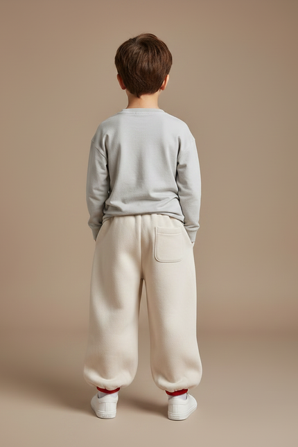 Pantalon Fluide Écru Ample Coton Motif Étoiles Garçon - Beige Molleton - vue 2