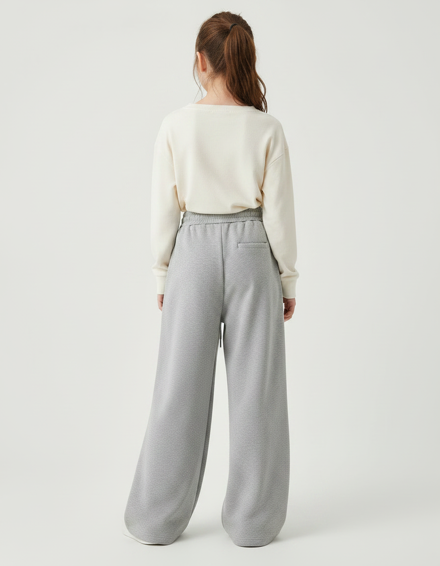 Pantalon Fluide Gris Ample Décontracté Droit Polyester - Molleton - vue 2