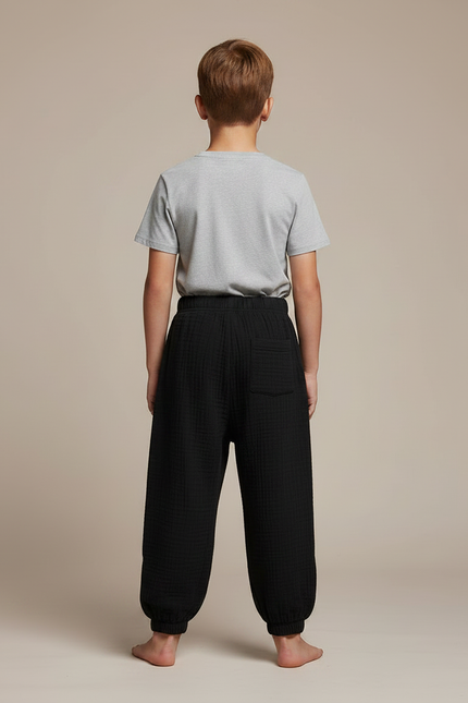 Pantalon Fluide Noir Ample Coton Enfant - vue 2