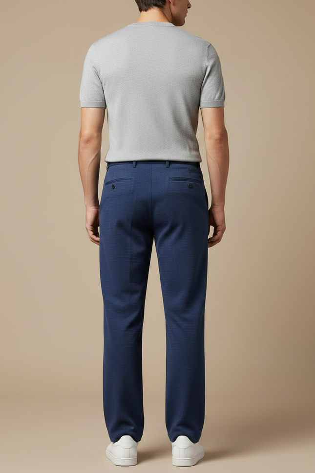 Pantalon Fluide Bleu Marine Droit Décontracté Ample Homme - Maille - vue 2