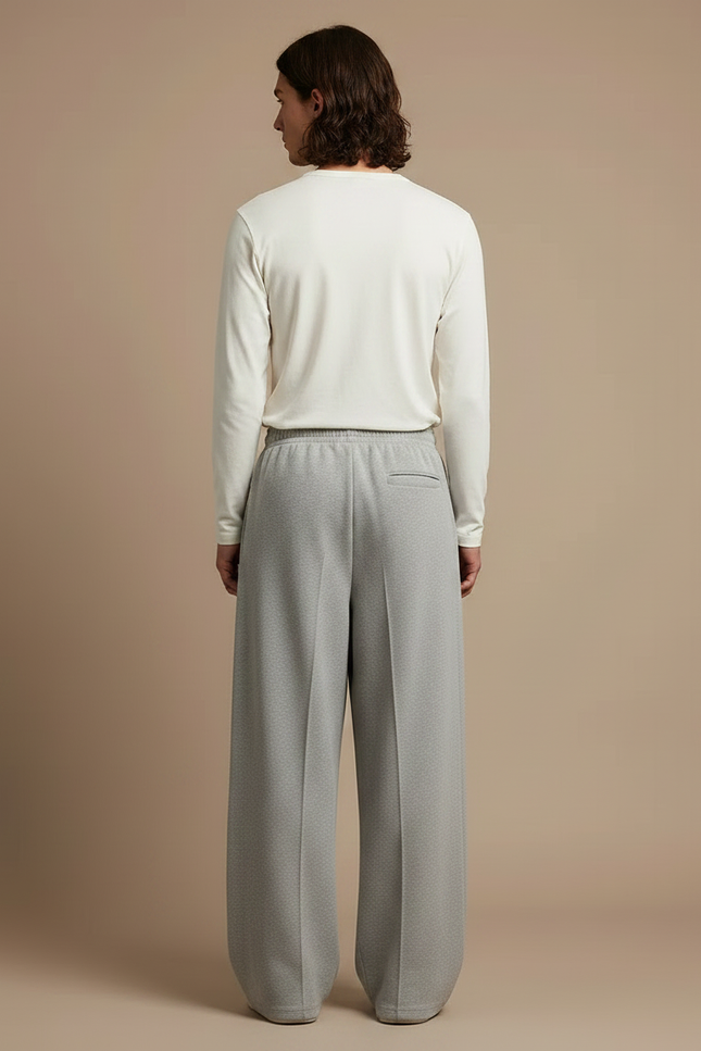 Pantalon Fluide Homme Gris Coupe Ample Coton Mi-saison - Molleton - vue 2