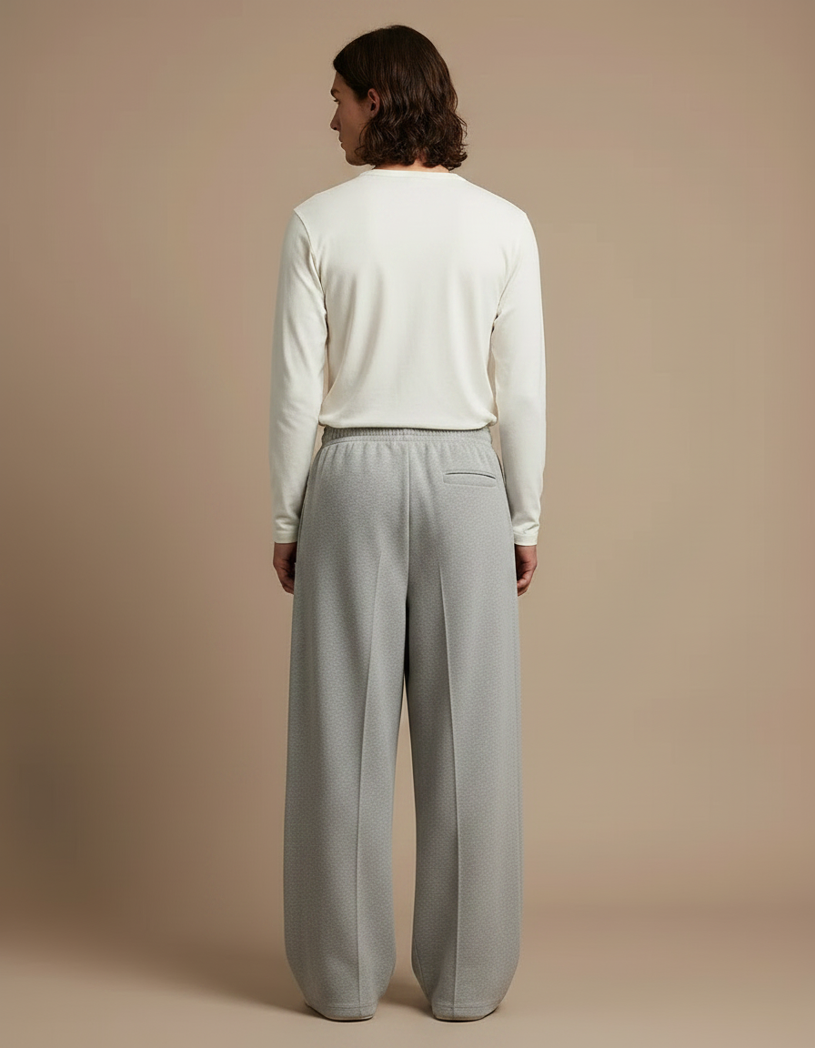 Pantalon Fluide Homme Gris Coupe Ample Coton Mi-saison - Molleton - vue 2