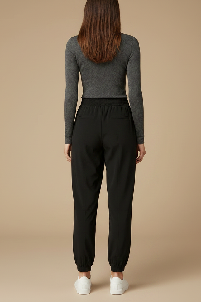 Pantalon Fluide Noir Sport Jogging Femme - Polyester - vue 2