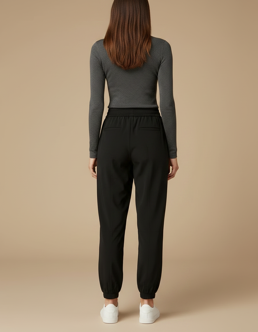 Pantalon Fluide Noir Sport Jogging Femme - Polyester - vue 2