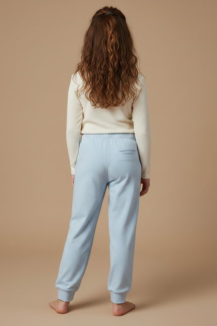 Pantalon Fluide Bleu Ciel Ample Doux Enfant Confortable - Molleton - vue 2
