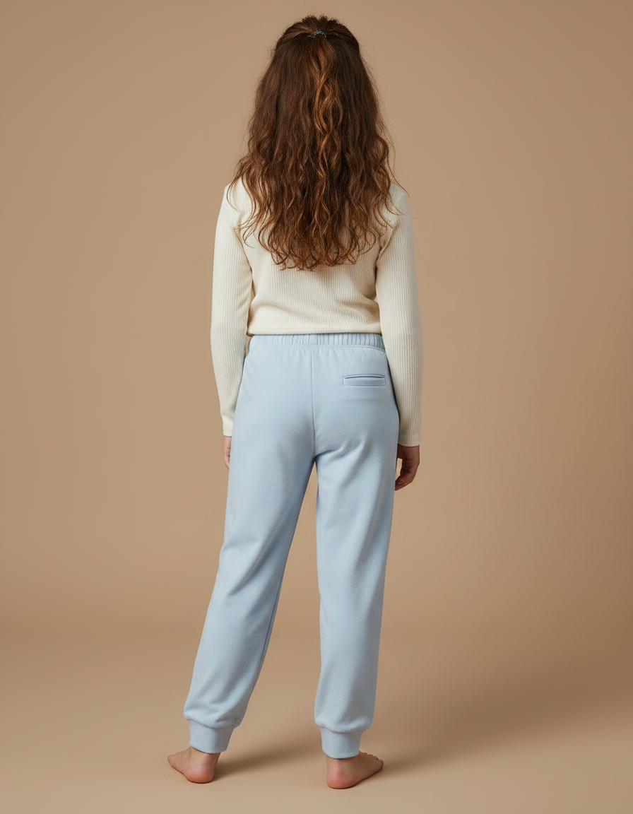 Pantalon Fluide Bleu Ciel Ample Doux Enfant Confortable - Molleton - vue 2