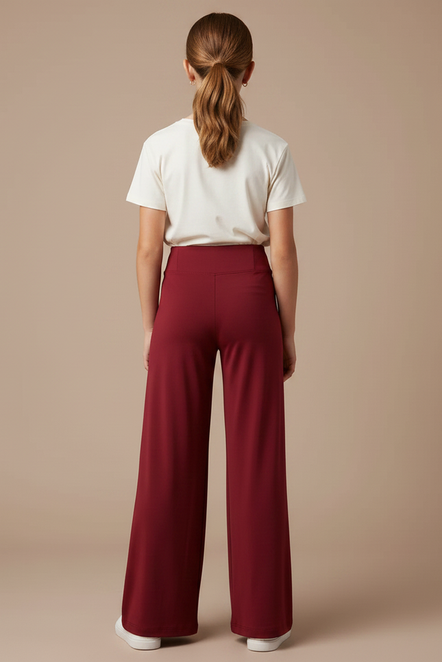 Pantalon Fluide Bordeaux Ample Taille Haute Confortable Fille - Viscose - vue 2