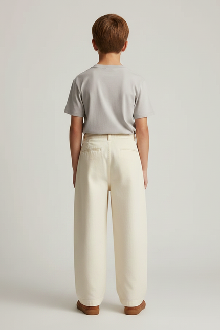 Pantalon Fluide Écru Ample Coton Plissé Enfant - Beige - vue 2