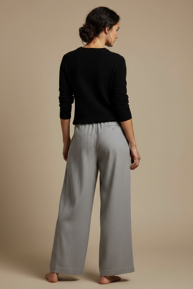Pantalon Fluide Gris Ample Décontracté Uni - Molleton - vue 2