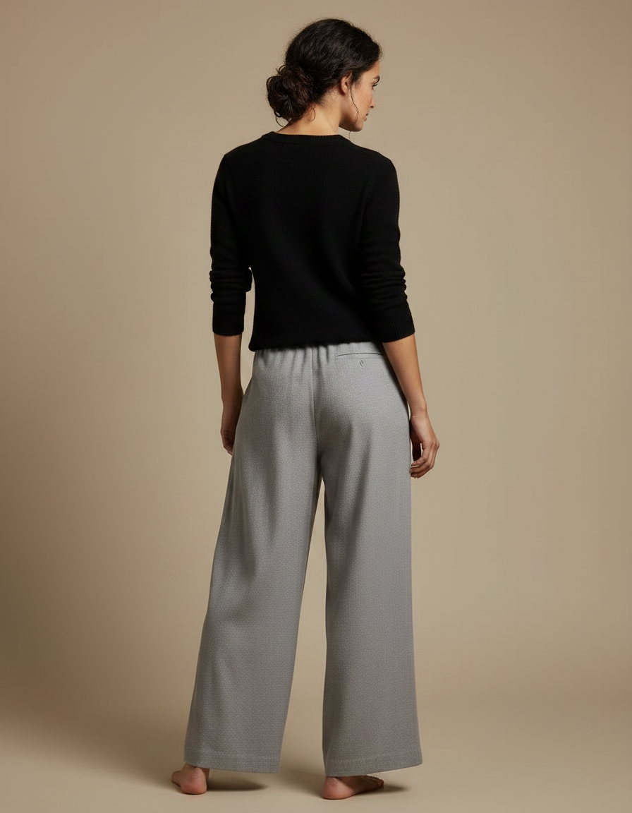 Pantalon Fluide Gris Ample Décontracté Uni - Molleton - vue 2