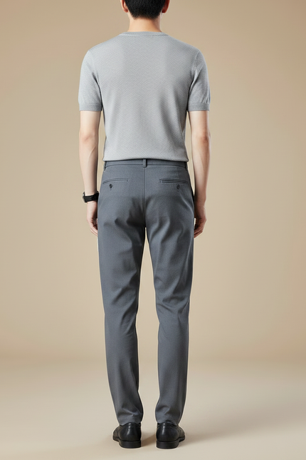 Pantalon Fluide Homme Gris Droit Business Confortable - Gabardine - vue 2