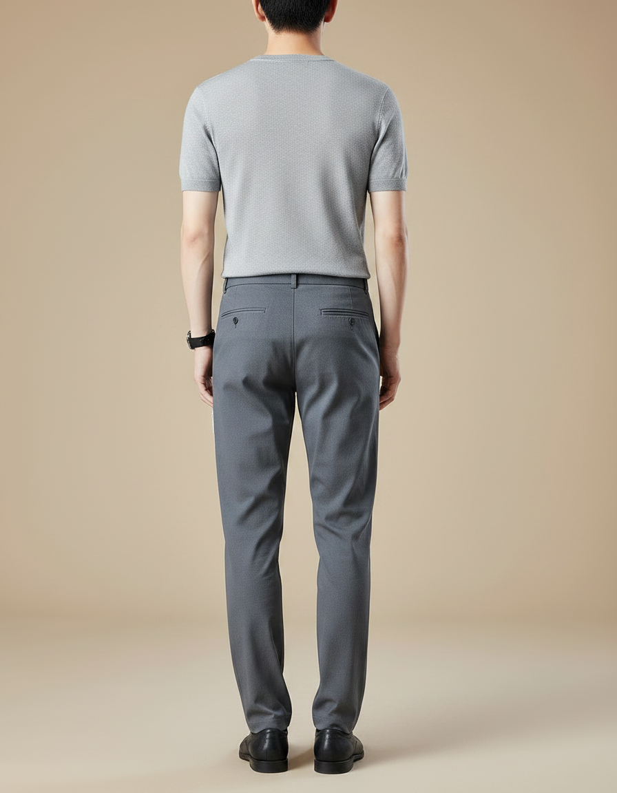Pantalon Fluide Homme Gris Droit Business Confortable - Gabardine - vue 2