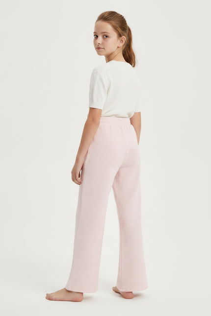 Pantalon Fluide Rose Ample Pois Brodé Enfant - Molleton - vue 2