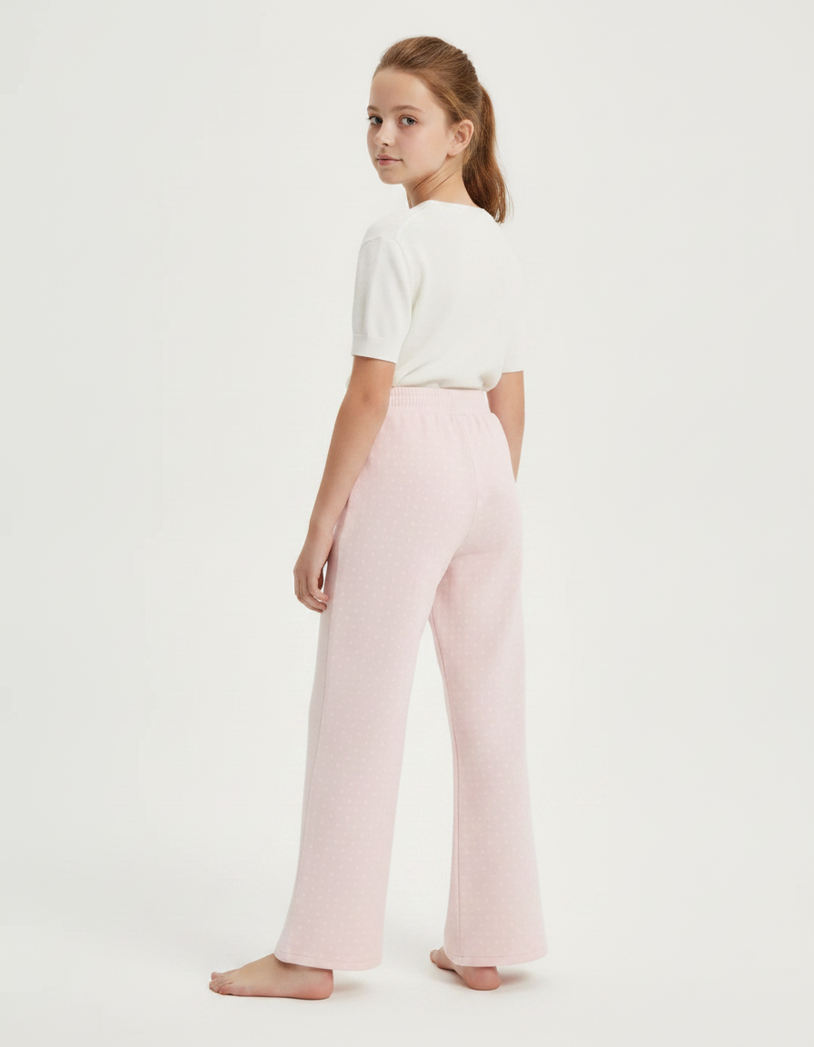 Pantalon Fluide Rose Ample Pois Brodé Enfant - Molleton - vue 2