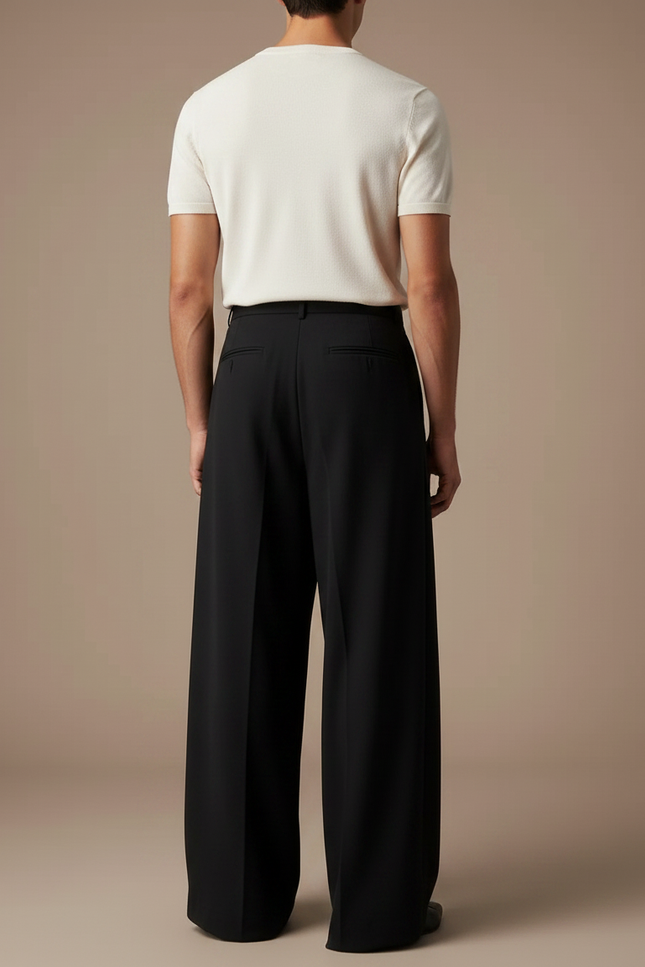 Pantalon Fluide Homme Noir Palazzo - Viscose - vue 2