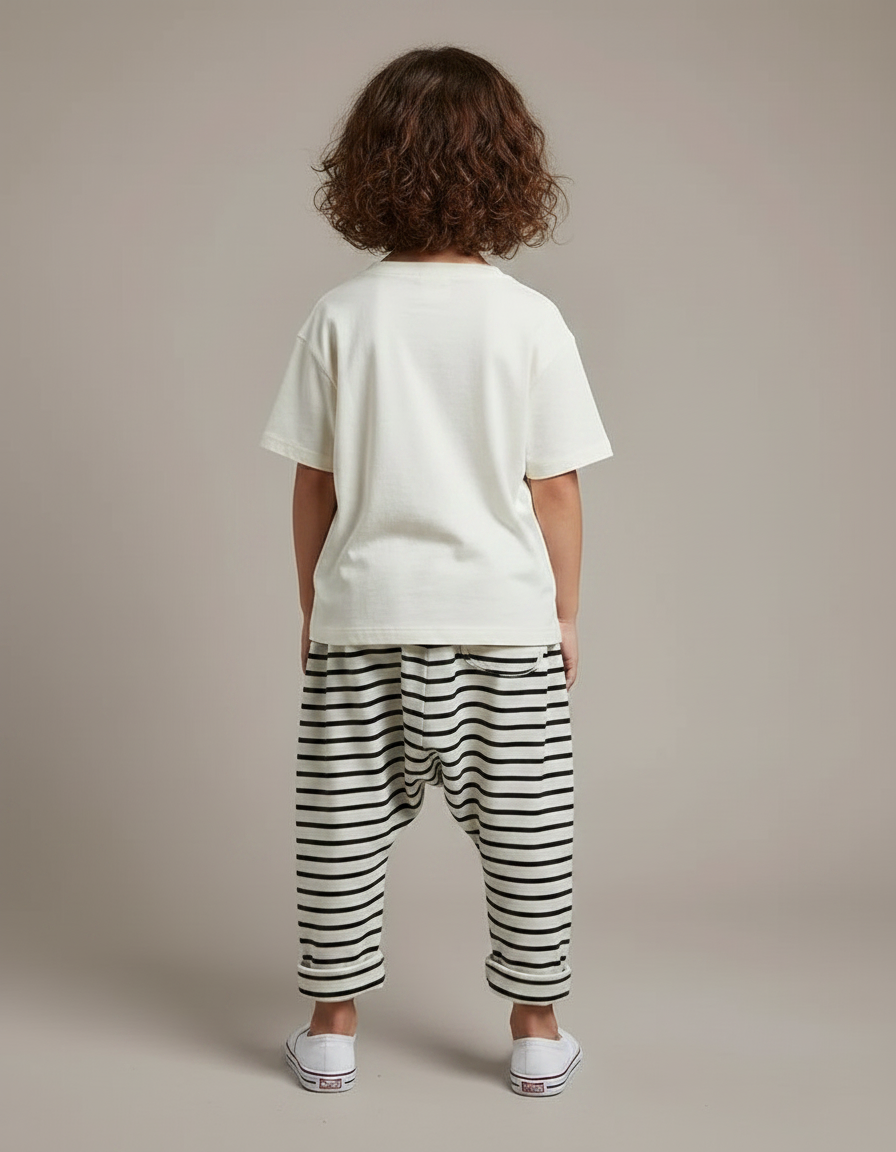 Pantalon Fluide Taille Basse - Imprimé Molleton - vue 2
