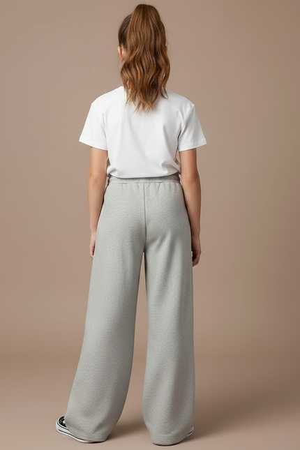Pantalon Fluide Fille Gris Palazzo - Molleton - vue 2