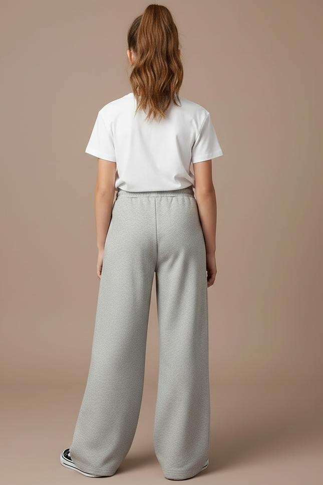 Pantalon Fluide Fille Gris Palazzo - Molleton - vue 2