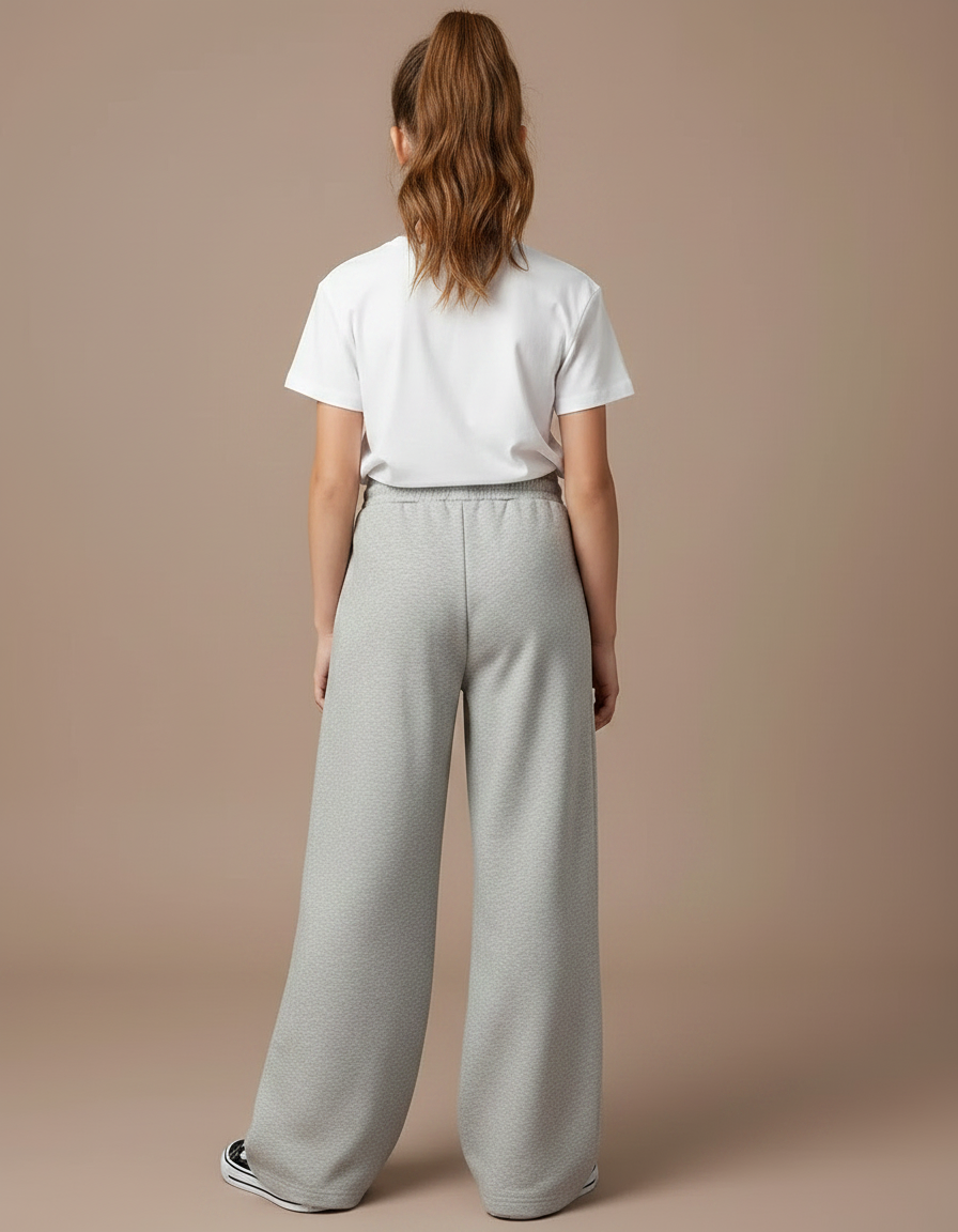 Pantalon Fluide Fille Gris Palazzo - Molleton - vue 2