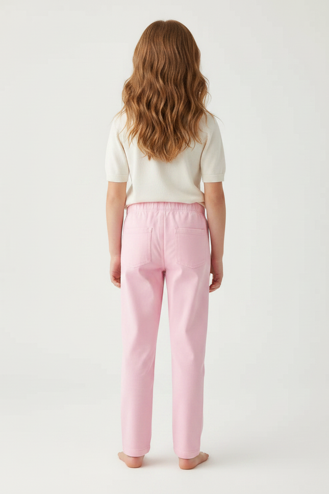 Pantalon Fluide Rose Enfant Confortable Décontracté - Molleton - vue 2