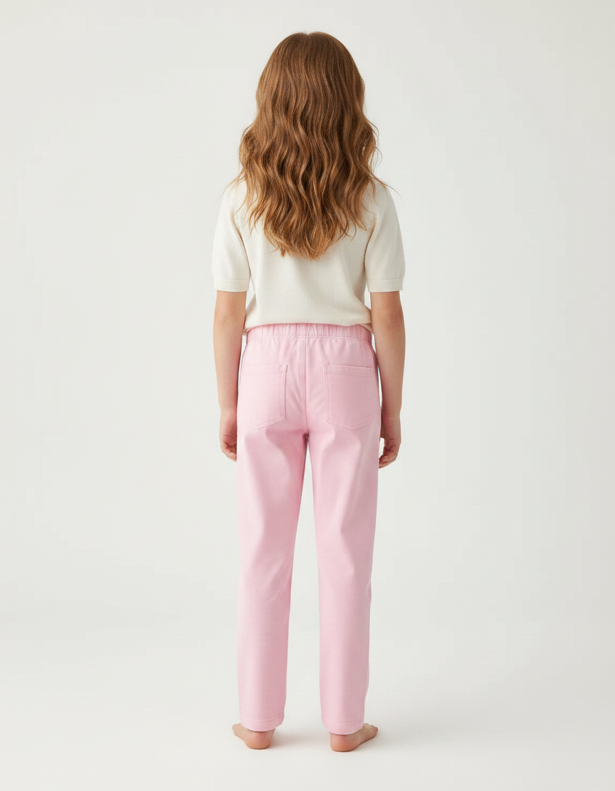 Pantalon Fluide Rose Enfant Confortable Décontracté - Molleton - vue 2