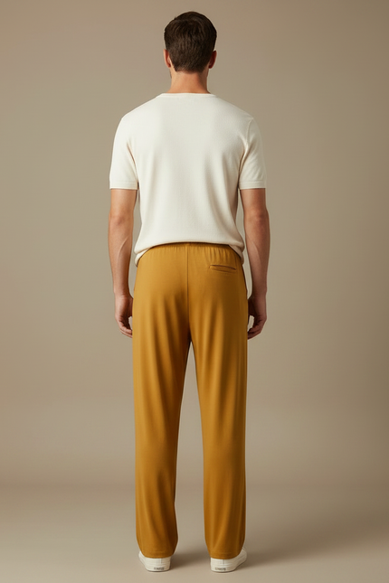 Pantalon Fluide Ocre Ample Décontracté Homme - Orange Viscose - vue 2